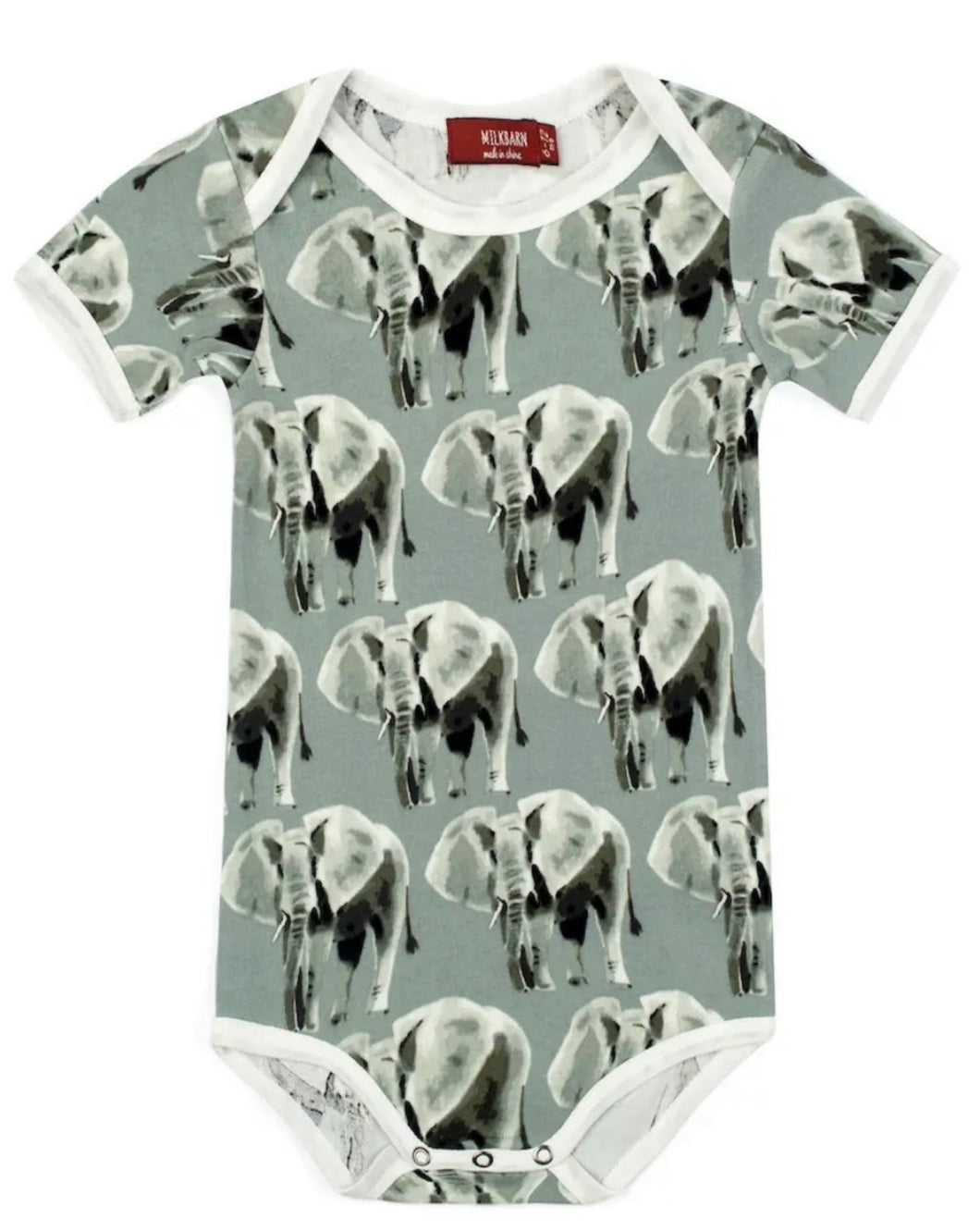 Milkbarn Short Sleeve One Piece , Grey Elephant