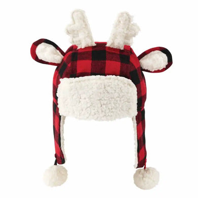 Toddler Reindeer Plaid Christmas Hat