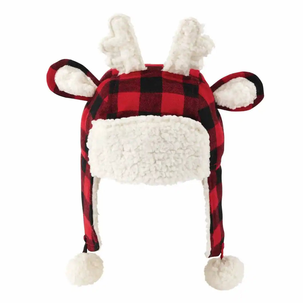 Toddler Reindeer Plaid Christmas Hat