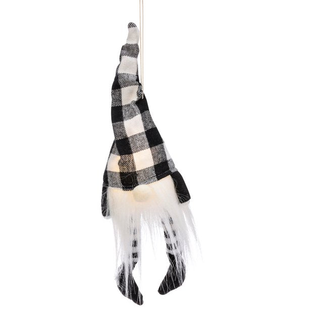 Grey Buffalo Check Gnome Ornament