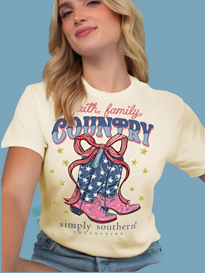 Simply Southern Faith Family and Country Boots Tee