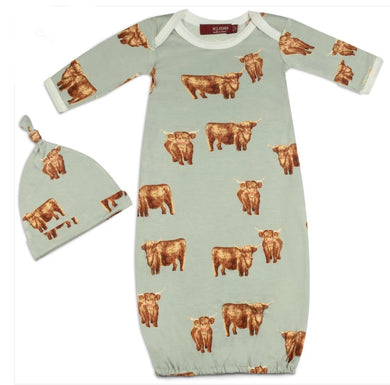 Milkbarn Gown and Hat Set, Highland Cow