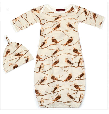 Milkbarn Gown and Hat Set, Owls