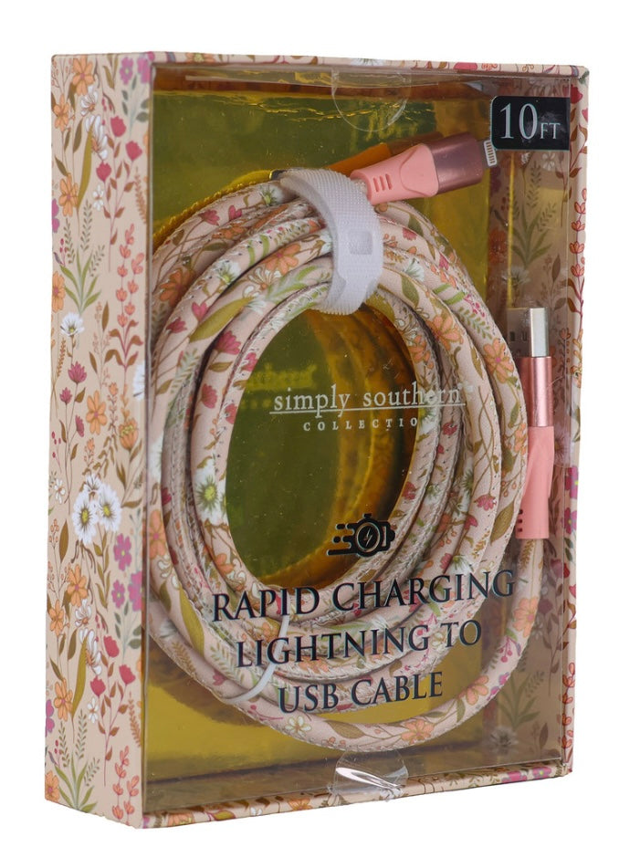 Simply Southern Ten Foot Phone Charger (Tan Floral)