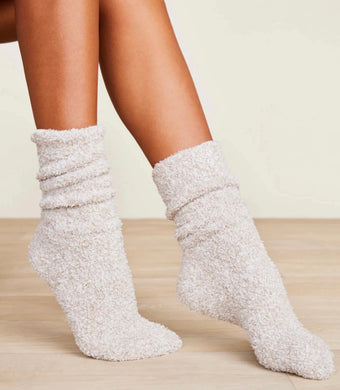 Barefoot Dreams CozyChic Heathered Fleece Socks, Oyster