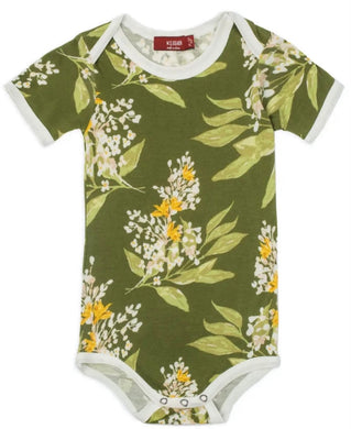Milkbarn Short Sleeve One Piece ,  Green Floral