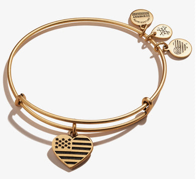 Alex and Ani, HEART FLAG Bracelet Gold