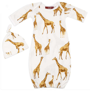 Milkbarn Gown and Hat Set, Giraffe