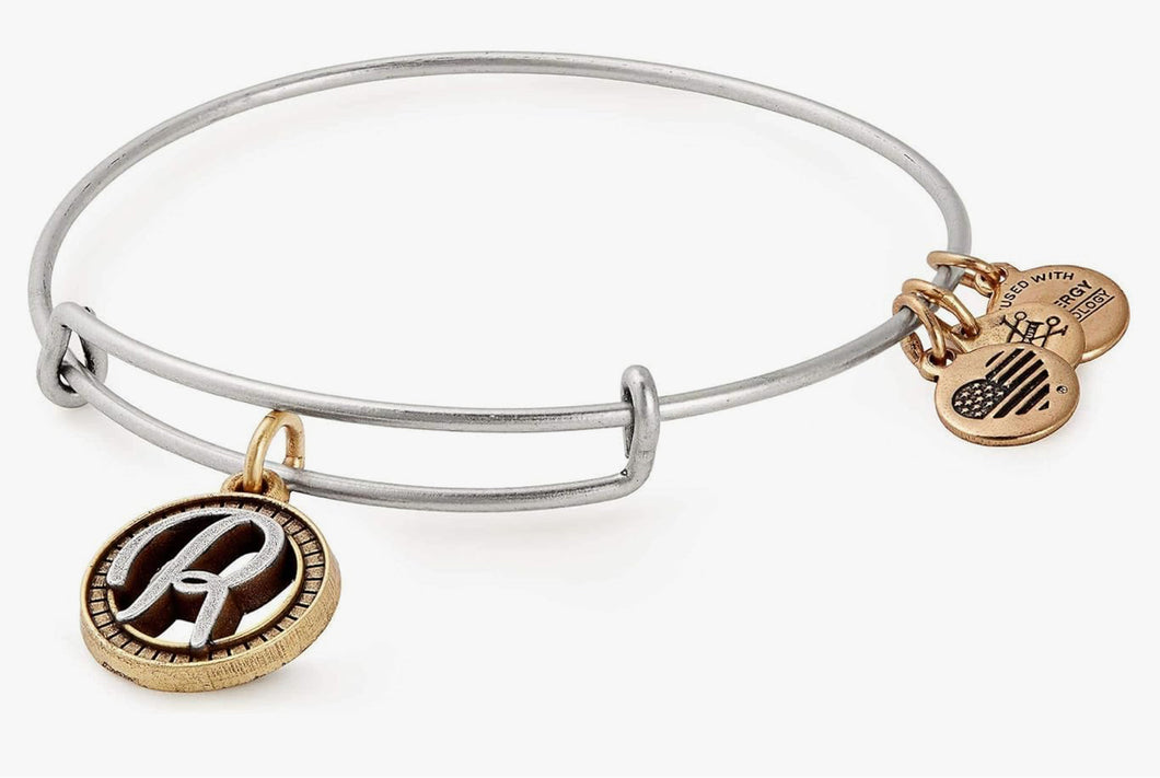 Alex and Ani, Two Tone Initial Bracelet letter R