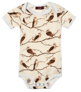 Milkbarn Short Sleeve One Piece , Owl
