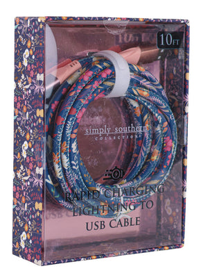 Simply Southern Ten Foot Phone Charger (Navy Floral)