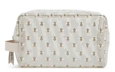 Vera Bradley Beige Bees Beach Cosmetic Bag