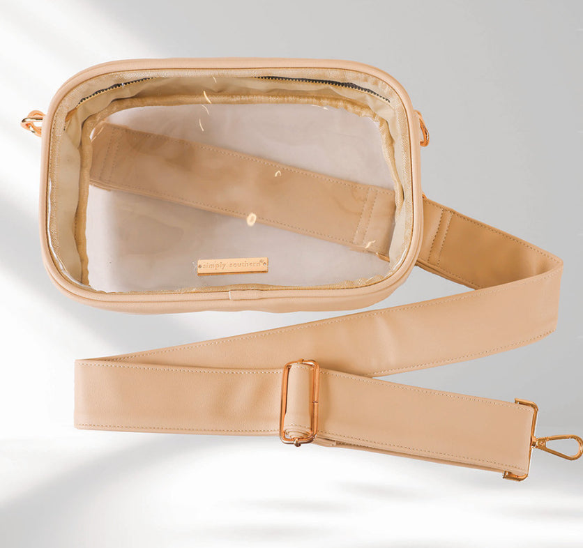 Simply Southern Clear Stadium Crossbody, Cream