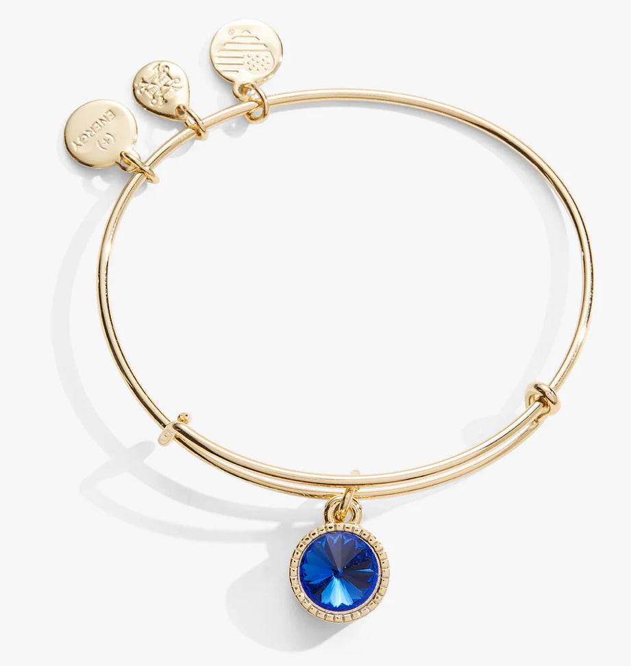 Alex and Ani, September Birthstone Charm Bangle, Sapphire, Gold