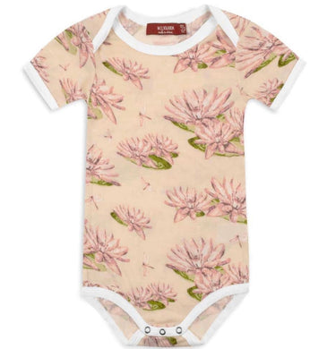 Milkbarn Short Sleeve One Piece , Water Lily