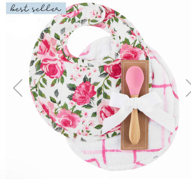 Mudpie, Rose Floral Bib Set