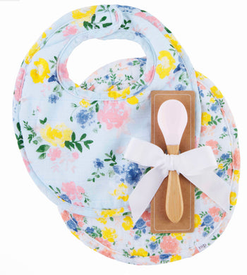 Mudpie, Blue Floral Bib Set