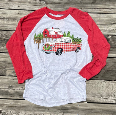 Red Barn Christmas Raglan