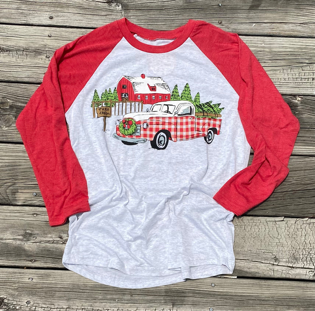 Red Barn Christmas Raglan