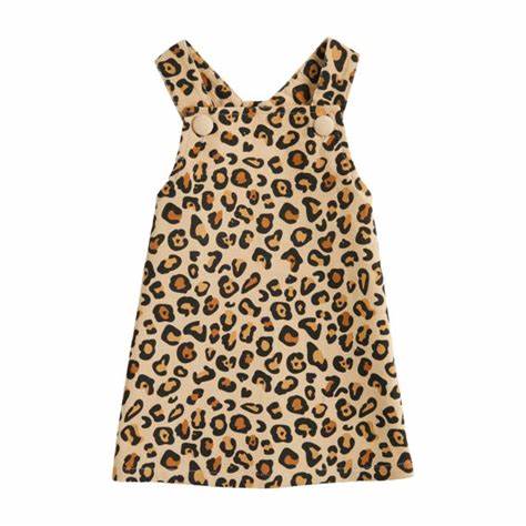 Mudpie Leopard Overall Dress Toddlers