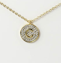 Gold Micro Pave Disk Initial Necklace