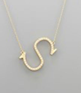 Pearl Paved Initial Necklace