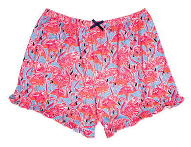 Simply Southern Ruffle Sleep Short Flamingo