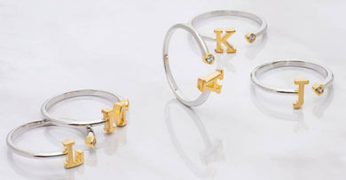 Two Tone Block Initial Ring