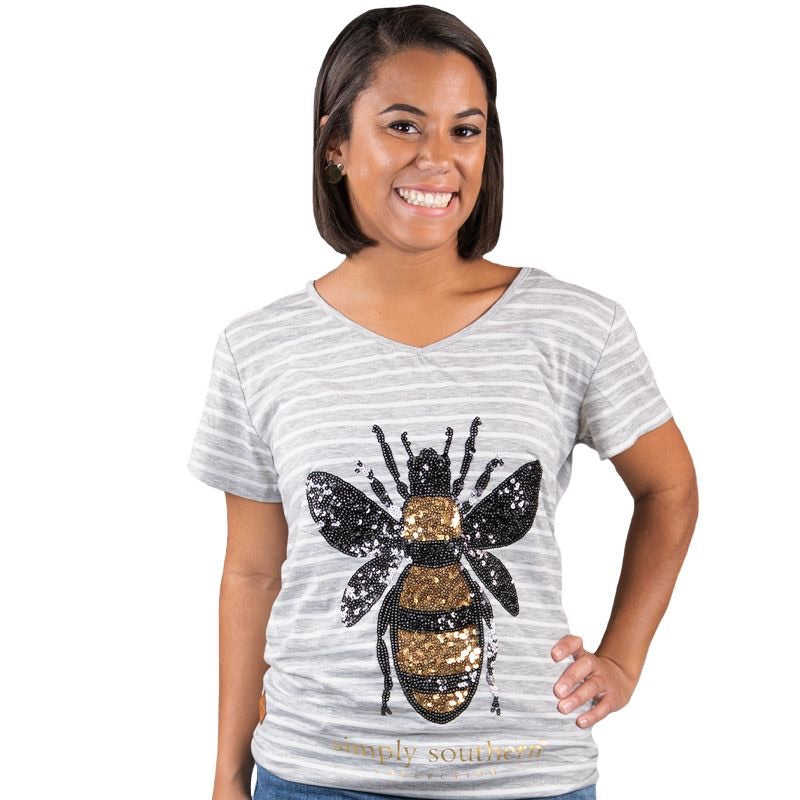 Simply Southern ~ Bee Sequins Crossback Top