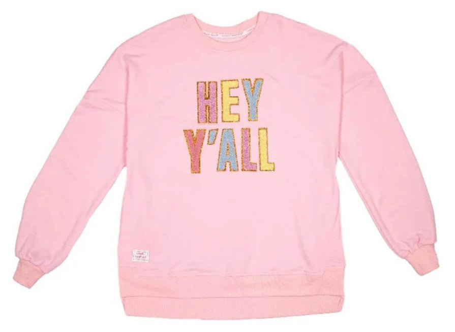 Simply Southern Sparkle Letter Hey Y’all Crew Neck Tshirt