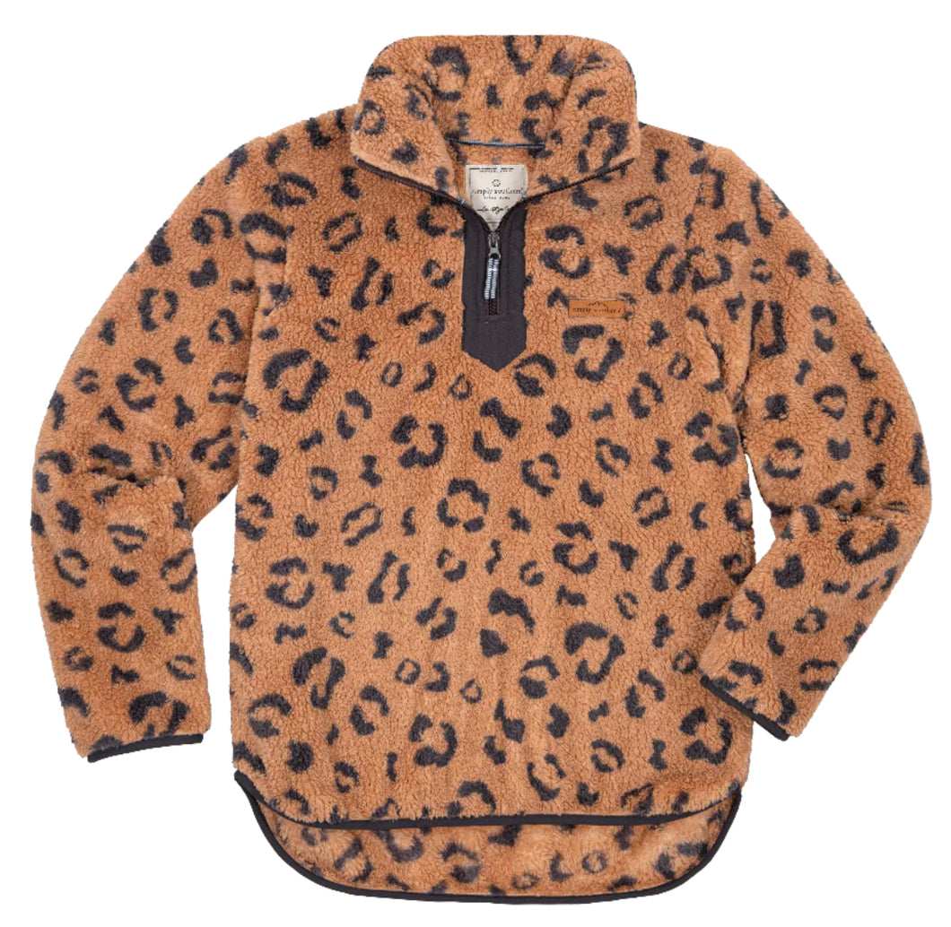 Simply Southern Y-Neck Pullover Leopard