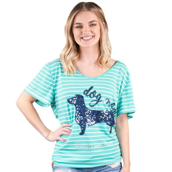 Simply Southern ~ Weenie Dog Sequins Crossback Shirt