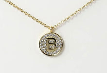 Gold Micro Pave Disk Initial Necklace