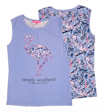 YOUTH Simply Southern Tank Top Flamingo