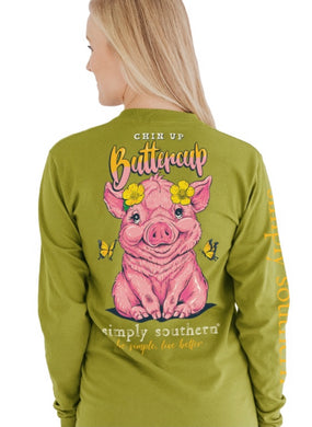 Simply Southern Chin Up Buttercup Pig tee