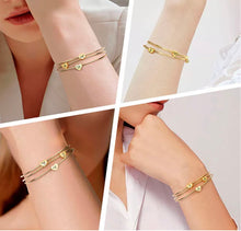 Initial Bangle Bracelet Dainty Heart Gold