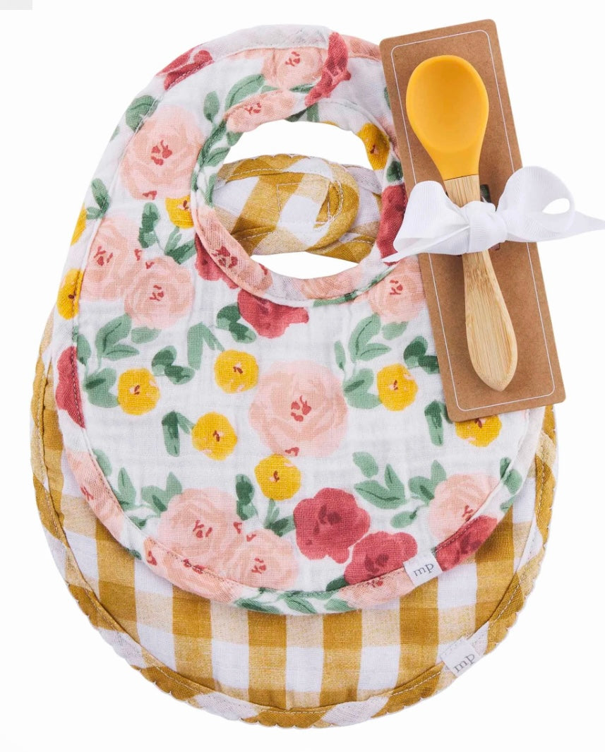 ROSETTE BIB AND SPOON SET