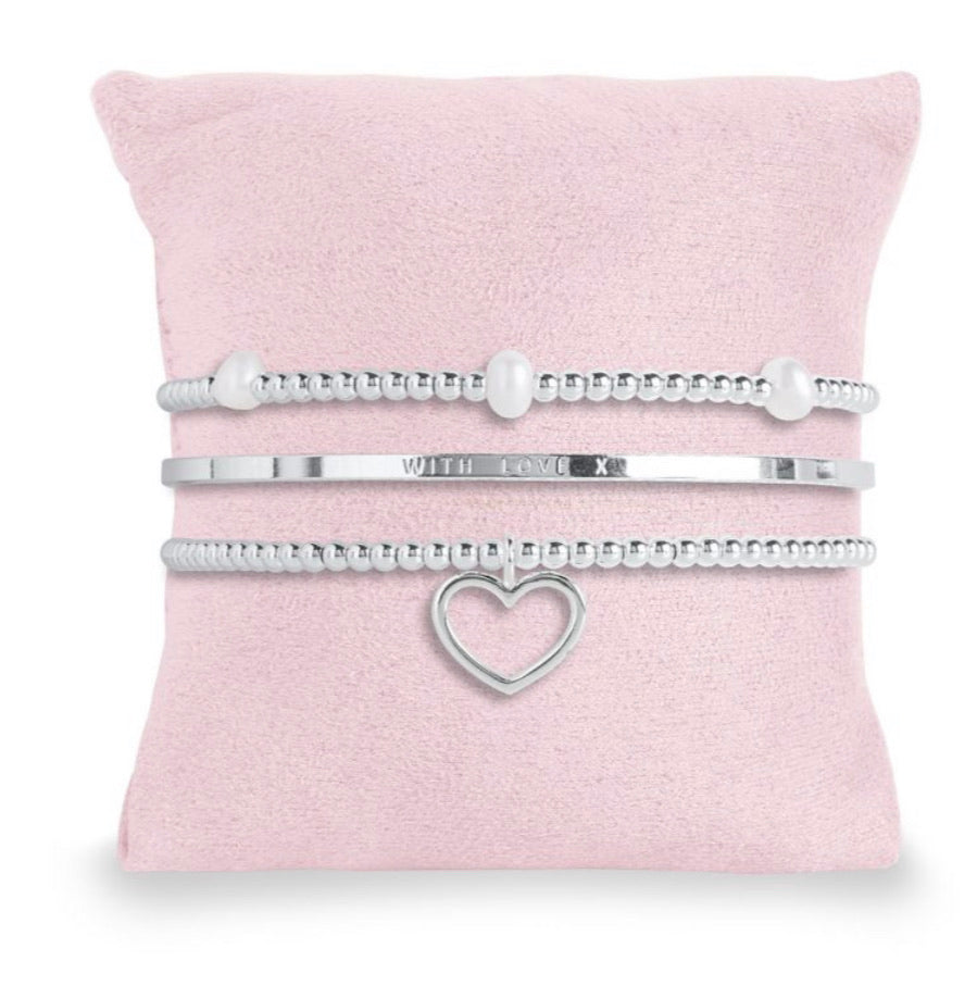 Katie Loxton ~ OCCASION GIFT BOX - MARVELOUS MOM - 3 SILVER STACKING BRACELETS