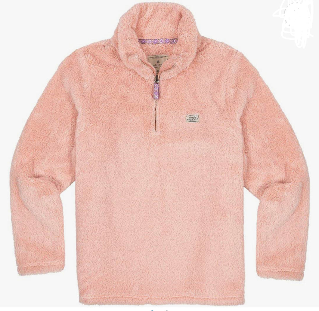 Simply Southern Y-Neck Pullover Peach