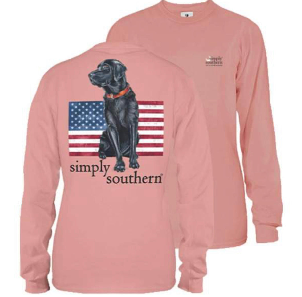 Simply Southern Black Lab with American Flag Tee