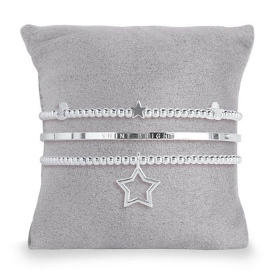 Katie Loxton ~ OCCASION GIFT BOX - HAPPY BIRTHDAY - 3 SILVER STACKING BRACELETS