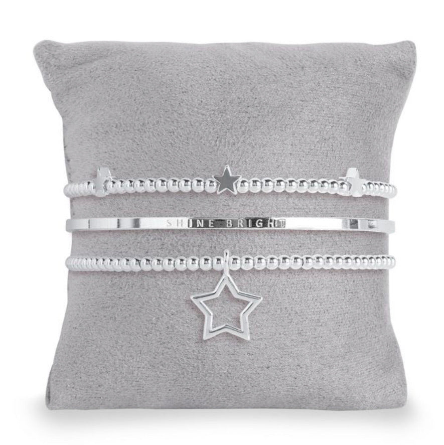 Katie Loxton ~ OCCASION GIFT BOX - HAPPY BIRTHDAY - 3 SILVER STACKING BRACELETS