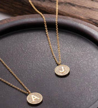 Gold Micro Pave Disk Initial Necklace