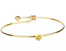 Initial Bangle Bracelet Dainty Heart Gold