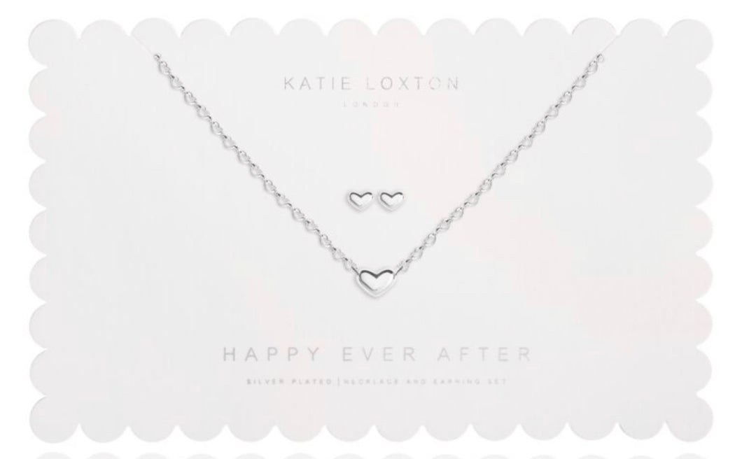 Katie Loxton Happily Ever After Heart Necklace and Earring Set