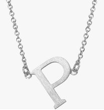 Sideways Initial Necklace Silver